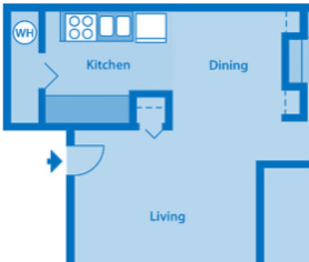 Sycamore Creek 1 Bedroom Floor Plan 700 Sq. Ft.